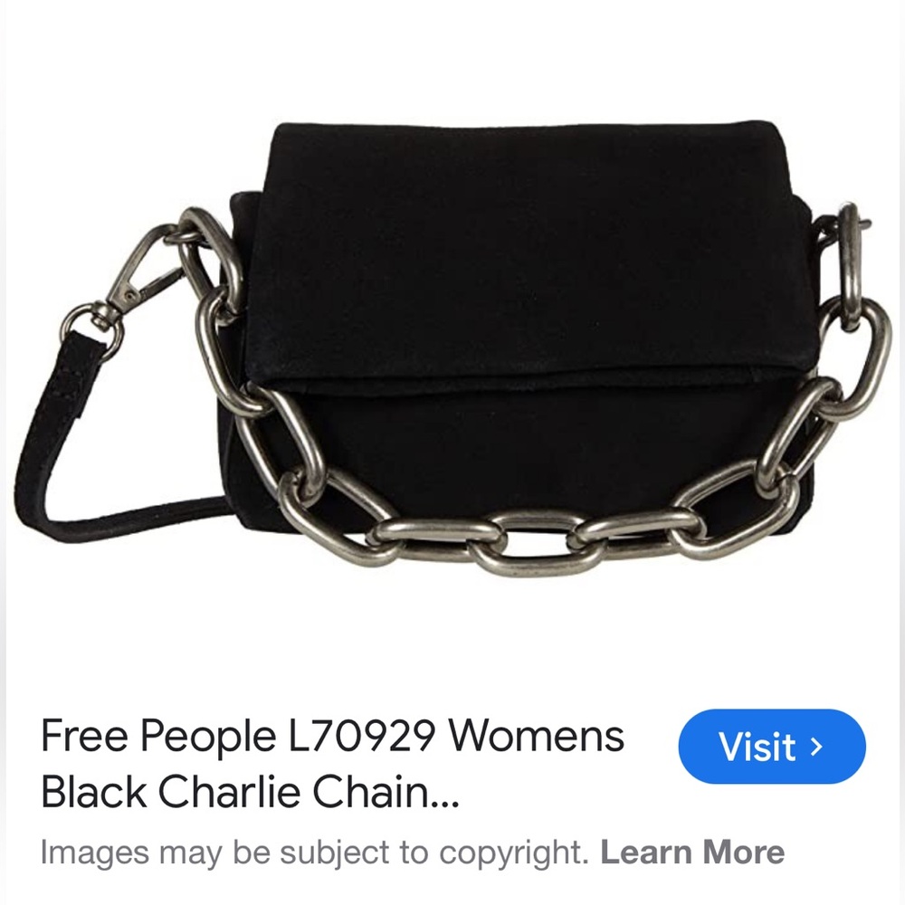 🔥 Free People ] Black Suede Crossbody ] L70929 ] Charlie Chain